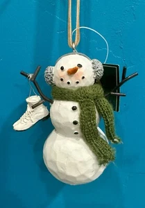 Muñeco de nieve con patines de hielo resina adorno de Navidad - Imagen 1 de 4
