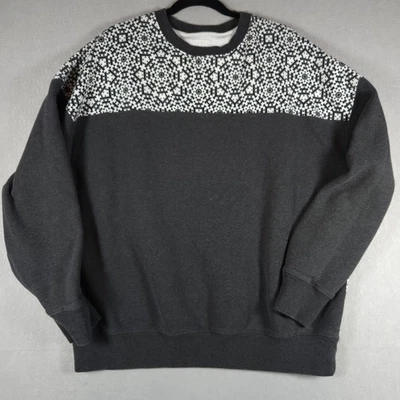 Gap Sweatshirt Womens XL Gray Black Geometric Pattern Fleece Crew Pullover - Image 1 of 4