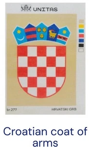 Printed needlepoint Tapestry With Floss Needle Unitas Croatian Coat Of Arms - Picture 1 of 4
