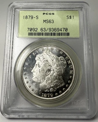 1879- S Morgan Silver Dollar PCGS MS63 OGH Slab,  Semi Proof Like Free Shipping - Image 1 of 4