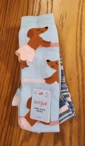 Cat & Jack Socken 2 Paar Mädchen L 3-10 kniehohe Dackel in Tutu gestreift NEU mit Etikett - Bild 1 von 4