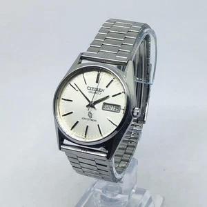 Reloj Pulsera Citizen CRYSTRON Cuarzo 1979 Vintage Esfera Plateada Acero Inoxidable - Imagen 1 de 12