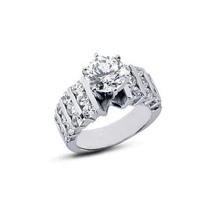Anillo de compromiso redondo de oro de 18k con diamantes naturales brillantes certificados E vs2 de 2 CTW - Imagen 1 de 3