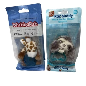 New Wubbanub And Rax Buddy Plush Pacifier NIP 0-6M-0m Mix Lot Of 2 - Picture 1 of 7