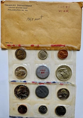 1959 D&P Special Mint Set (SMS)-Two Sets 5 Coins 90% Silver Franklin Half Dollar - Image 1 of 4