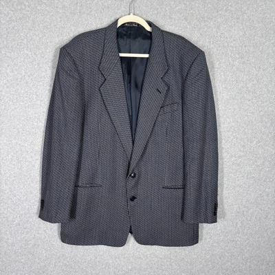 Mani Sport Coat Blazer 42L Blue Wool Silk Tweed Houndstooth Made Italy Saks READ - Image 1 of 4