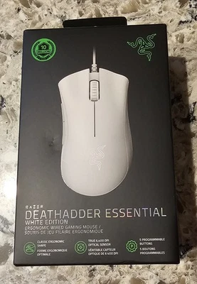 Razer DeathAdder Essential White Edition Wired Gaming Mouse 6400 DPI USB New - Image 1 of 4
