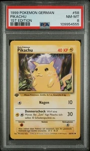 1999 Pokemon GERMAN 1st Edition Base Set Pikachu 58/102 PSA 8 NM-MT - Picture 1 of 2