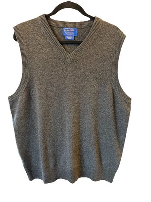 Pendleton Vest Men’s Large Gray Lambs Wool Classic Grandpa Sweater V-neck - Image 1 of 4