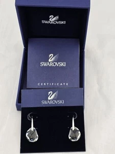 Swarovski Crystal Galet Pierced Earrings CLEAR Dangle Drop w/ box & certificate - Picture 1 of 14