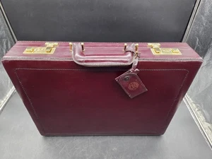 Maletín de Colección FRANZEN Cuero Grano Superior Borgoña Gamuza Forrado Etiqueta de Bloqueo - Imagen 1 de 19