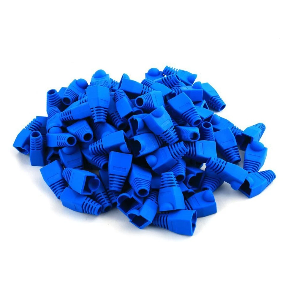 100 pcs Cat5e/Cat6/RJ45 Ethernet Cable Connector Strain Relief Boots Blue - Image 1 of 4