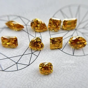 Moissanite loose stones Multi Shape cut Moissanite GRA Golden Yellow VVS jewelry - Picture 1 of 40