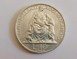 Vatican City Pius XII: 10 Lire 1948 KM#43 UNC - Picture 1 of 2