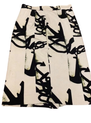 Max Mara слоновой кости/белый/черный якорь с подкладкой юбка размер 40 Midi кнопка акцент со складками - Изображение 1 из 4