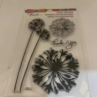 Agapanthus Thanks & Flower Clear Acrylic Stamp Set by Stampendous SSC1111 NEW! - Image 1 of 3