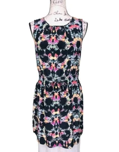 Tibi Silk Dress Black Size 2 Sleeveless Smocked Origami Print Lightweight - Picture 1 of 10