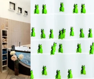 Quack Green Avec Grenouille Rideau De Douche En Textile 180 X 200 Cm. - Bild 1 von 3