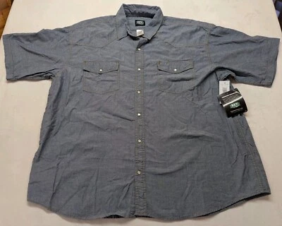 New Key Western Shirt Mens 3XL Blue Denim Pearl Snap Short Sleeve Workwear Foto 1 de 4
