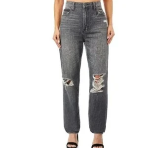 Hidden Womens Distressed High-Waisted Straight-Leg Jeans Gray Size 27 100%... - Picture 1 of 11