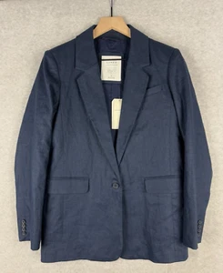 Abercrombie Jacket Womens Small Blue Blazer A&F Linen Collection Oversized NEW - Picture 1 of 10