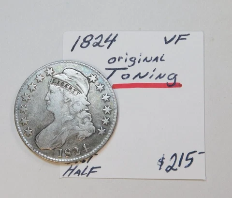 1824 BUST HALF 199 YEARS OLD GREAT STRIKE & COLOR! DIRT CHEAP - FREE SHIPPING! Cover