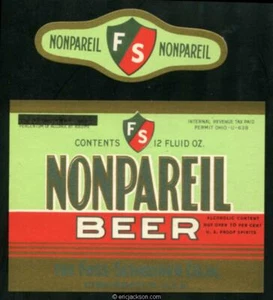 Foss-Schneider Co. Inc. Cincinnati, Ohio. Etiqueta de cerveza Nonpareil. IRTP - Imagen 1 de 1