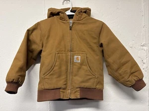 Carhartt Jacket Youth Size XXS Ages 4-5 Brown Full Zip Quilt Lined - Picture 1 of 18
