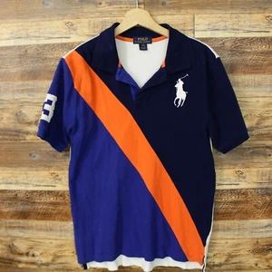 POLO RALPH LAUREN Big Pony Boy Kids Golf Polo Size XL (18-20)  Pique Red Blue - Picture 1 of 8