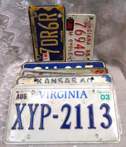 Lote De Colección/10 VA 2003 Juego WA KS FL NC OH Placas de Metal + 2 Motocicletas EN PA - Imagen 1 de 12
