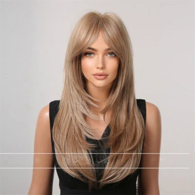 Peluca Química Bangs Personaje Venta Caliente Recta Ocho Gradientes Peluca Media Longitud Foto 1 de 4