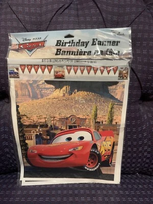 Nuevo en Paquete 2006 Hallmark Disney Pixar Coches Feliz Cumpleaños Banner 8’5” Largo Fiesta Lote de 2 Foto 1 de 4