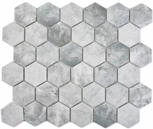 Mosaico IN Ceramica Hexagon Cemento Grigio Chiaro Piatto Doccia Wand 11H-0222 I - Bild 1 von 4