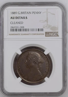 AU 1889 Penny Great Britain Victoria NGC au Details (Cleaned). #60 - Image 1 of 4