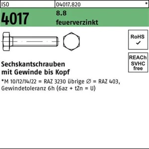 BUFAB Sechskantschraube ISO 4017 VG M 10 x 30 8.8 feuerverzinkt - Bild 1 von 1