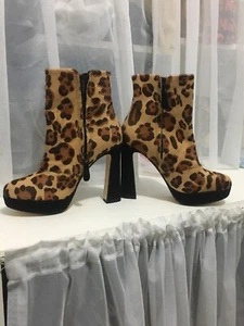 RMK Brown Animal Print Ankle Boots Size 38 Or Size 7 Au New - Picture 1 of 4