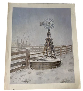 Phleat Boyd KÜNSTLER PROOF Original Kunst signiert Kunstwerk Prairie Oklahoma Winter - Bild 1 von 9