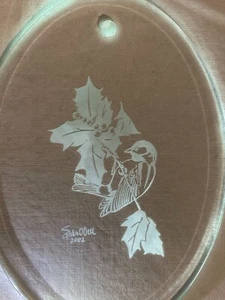 Vntg Bird on Branch Oval Christmas Holiday Hanging Tree Ornament Clear 1 pc 2002 - Picture 1 of 7