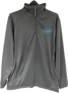 LOWES BADGER GRAY WORK SHIRT PULLOVER Quarter Zip TOP UNIFORM SIZE MEDIUM M - Picture 1 of 5