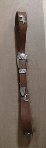 Sz L, VTG Lady Canterbury Silver Concho Brown Leather Belt Desert Animals TAIWAN - Picture 1 of 12