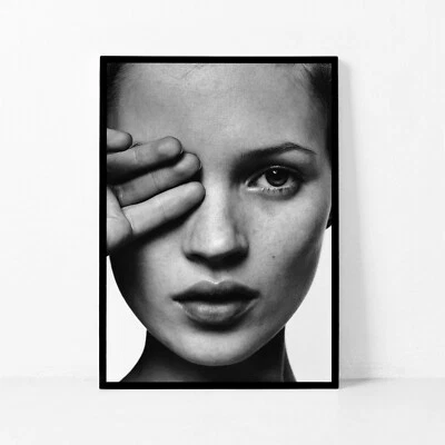 Pôster impressão arte parede Kate Moss P&B - Imagem 1 de 4