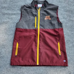 Champion Minnesota Gophers Vest Mens M Maroon Gray Full Zip Sleeveless Jacket - Picture 1 of 7