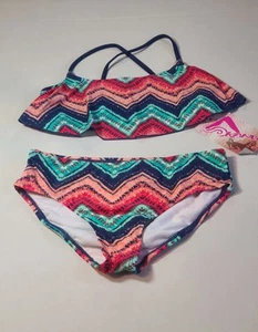 Kanu Surf Girls' Flounce Bikini 2 Piece Swimsuit Size 14 Top/ Size 12 Bottoms - Picture 1 of 11