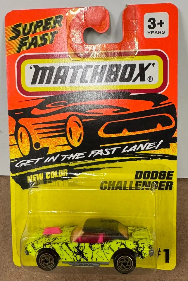 Matchbox Super Fast #1 Dodge Challenger amarillo 1995 Foto 1 de 1