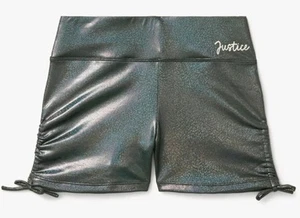 NEW Justice girl's All Over Foil Dance Gymnastics Shorts  (XL 16/18) black - Picture 1 of 2