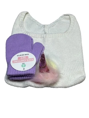 Conjunto de Disfraz UNICORNIO Niño Gorro Blanco con Cuerno de Unicornio y Mitones Púrpura Foto 1 de 4