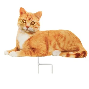 Collections Etc Realistic Cat with Solar Powered Eyes Outdoor Garden Stake Gray - Picture 1 of 6