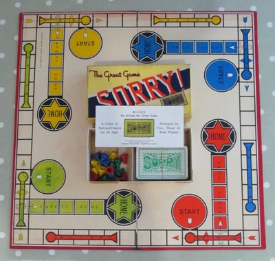 VINTAGE THE GREAT GAME OF SORRY BOARD GAME BY JOHN WADDINGTON - COMPLETE - Image 1 of 4