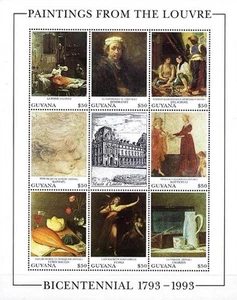 PINTURAS GUYANA 1993 / MUSEO LAUVRE = FRANCIA M/S MNH DELACROIX, JUDAICA - Imagen 1 de 1