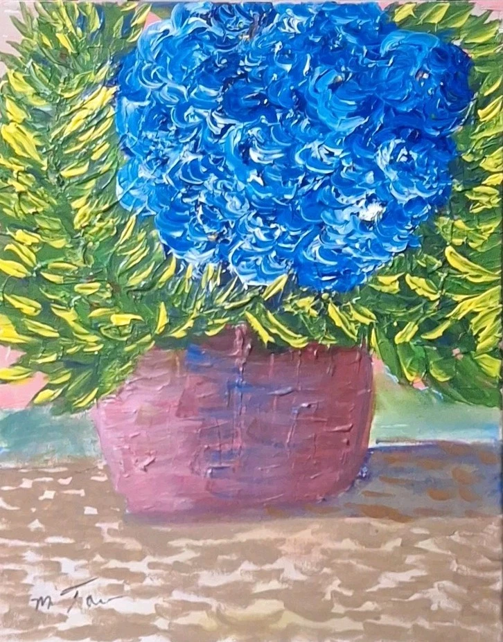 Hydrangea, Acrylic Painting - 16x20 Hand Painted Artwork on Canvas - Image 1 of 1